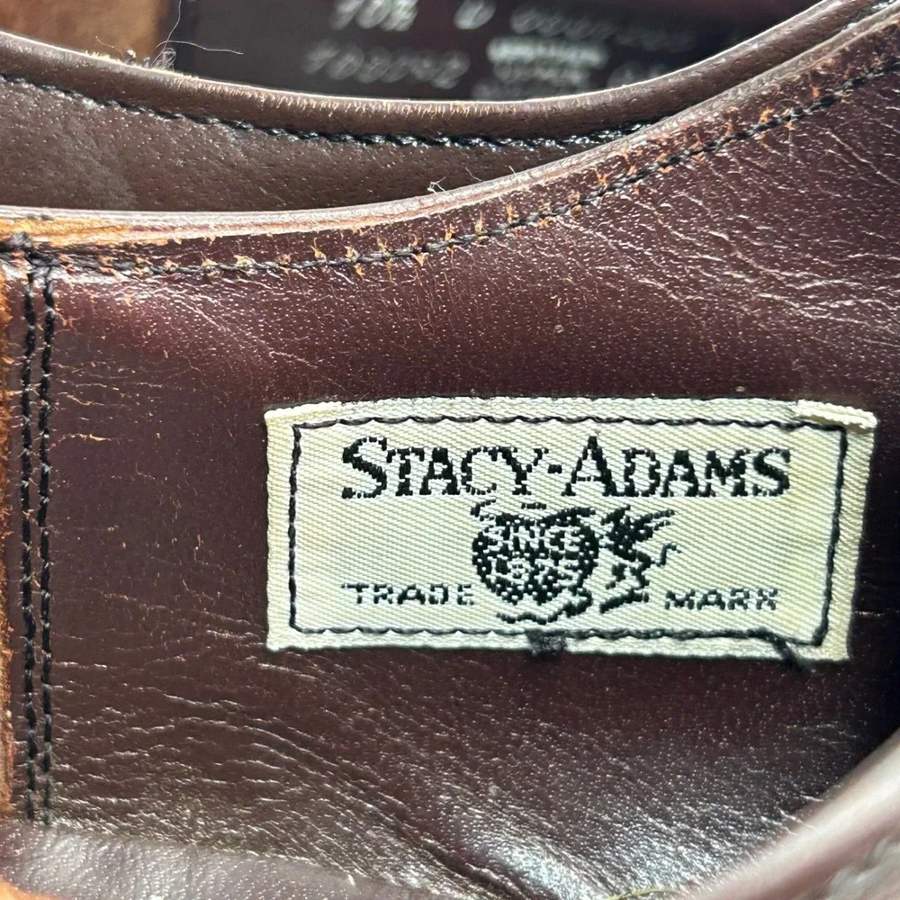 Vintage Stacy Adams Madison Cap Toe Oxford 10.5‎ D - Brown Kidskin Leather 00012